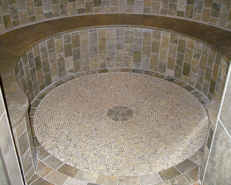Circle stone steam shower