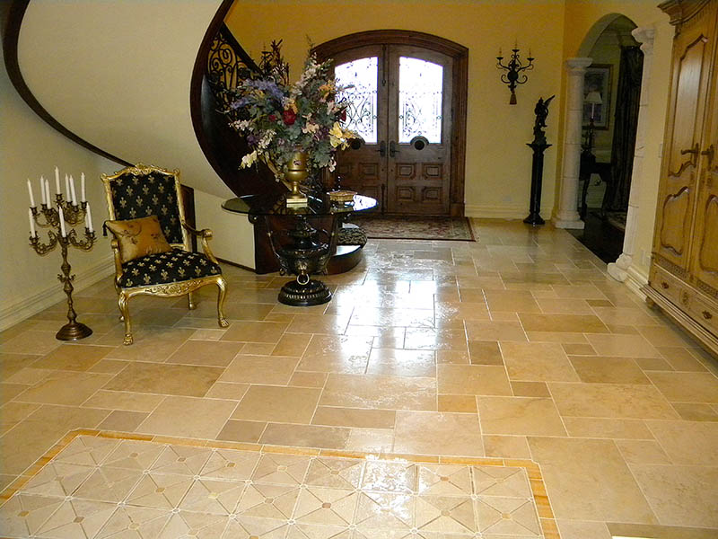 Elegant, impressive stone tiles in main foyer