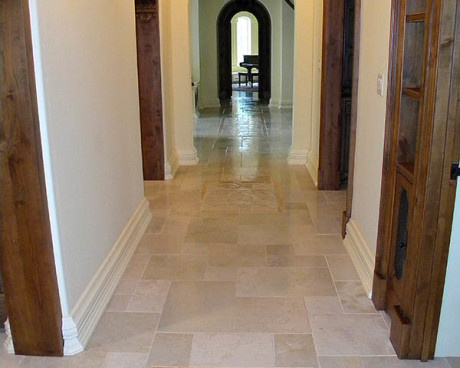Elegant stone hallway floor