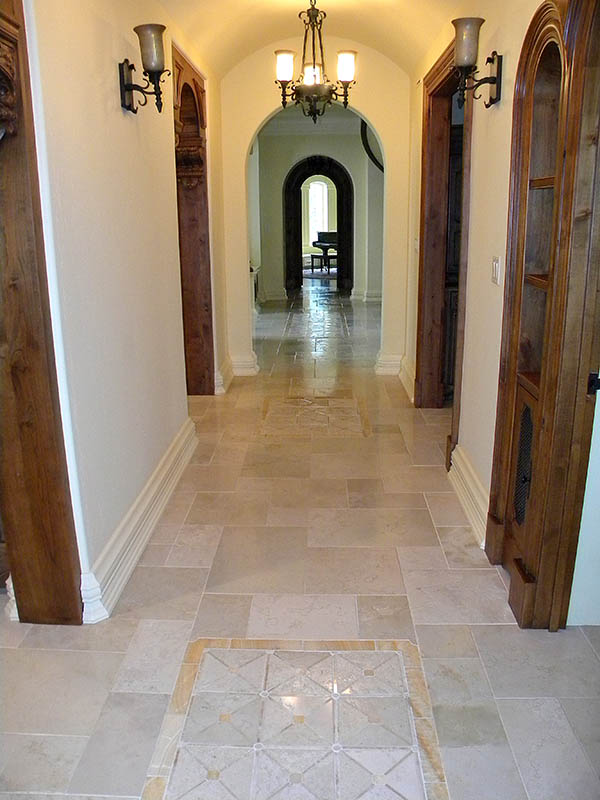Elegant stone hallway floor