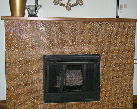 Glass mozaik fireplace