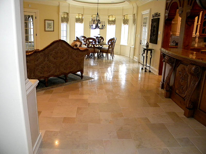 Satin finish french limestone floor