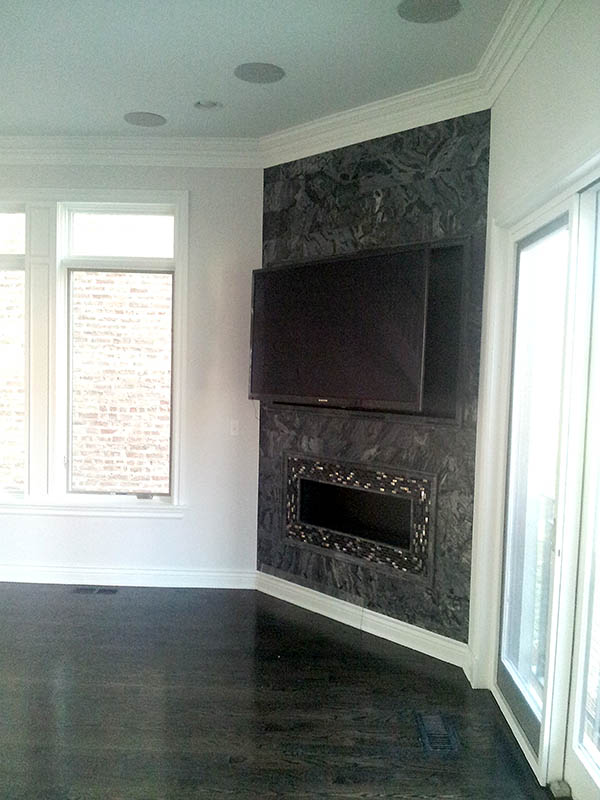 Stone tiles fireplace