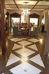 Very elegant floor with wood with tiles pattern