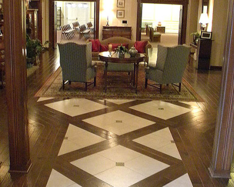 Very elegant floor with wood with tiles pattern